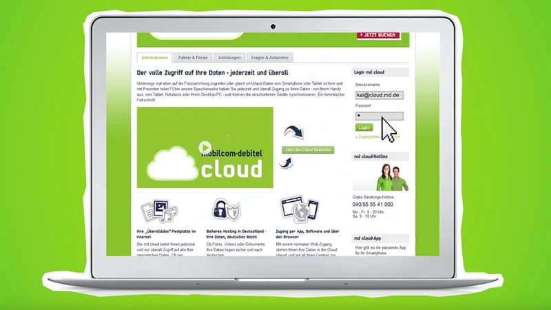 Cloudanmeldung – Home für mobilcom-debitel