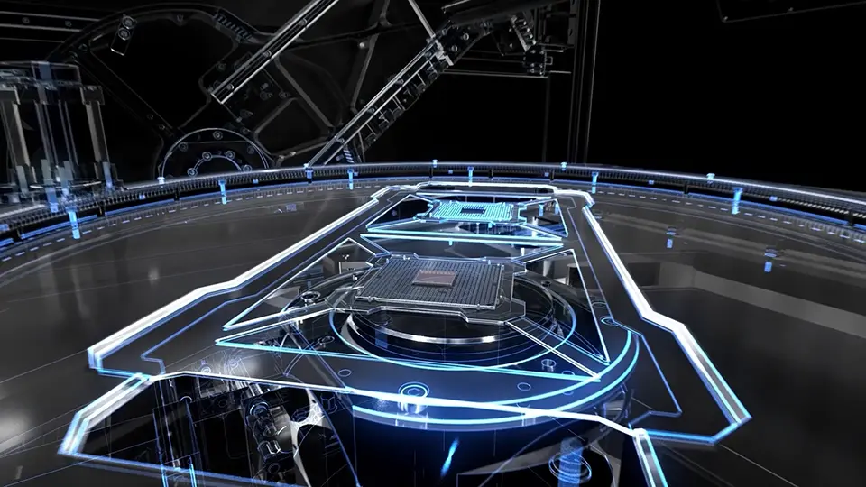 Das Innenleben einer Maschine mit 3D-Animation gezeigt